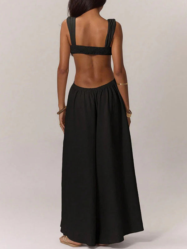 Solid Sleeveless Wide-Leg Jumpsuit