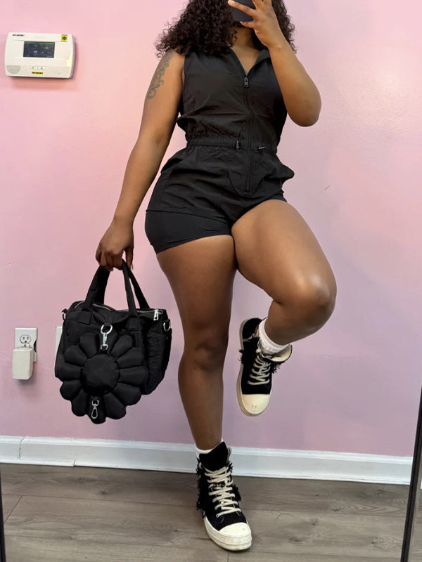 Zip-Front Sleeveless Romper--Clearance