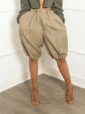 Solid Jogger Shorts Khaki
