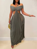 Off-Shoulder Cutout Maxi Dress