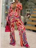 Printed Shirt & Pants Set Peach