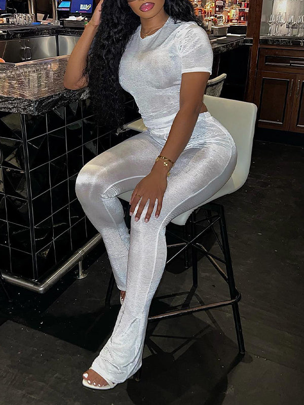 Shimmer Pants Set White