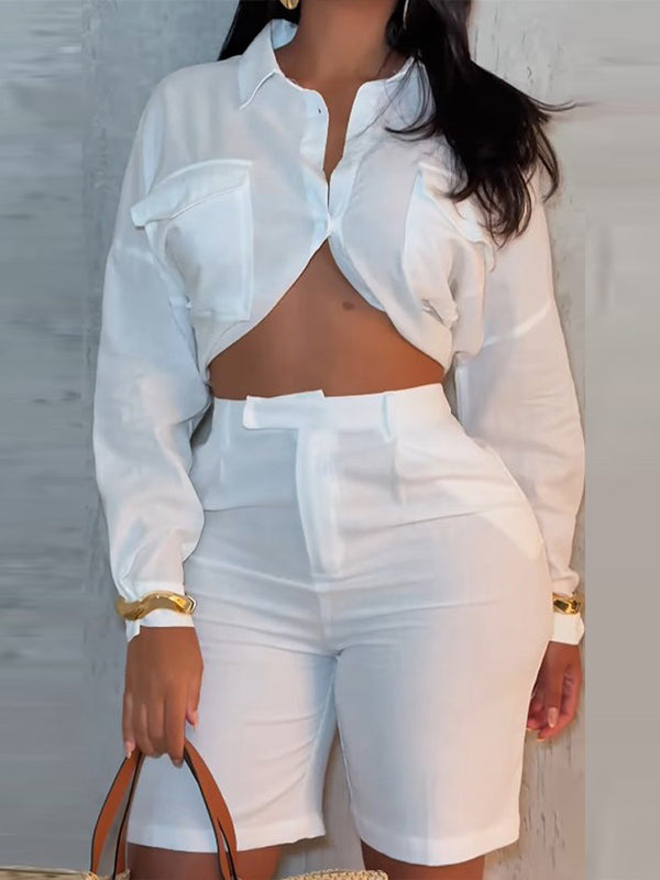 Solid Shirt & Bermuda Shorts Set