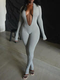 Plunge Open-Back Jumpsuit