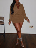 Shimmer Shirt Dress--Clearance Brown XL