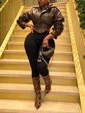Faux-Leather Corset Jacket