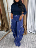 Faux-Leather Cargo Pants Blue