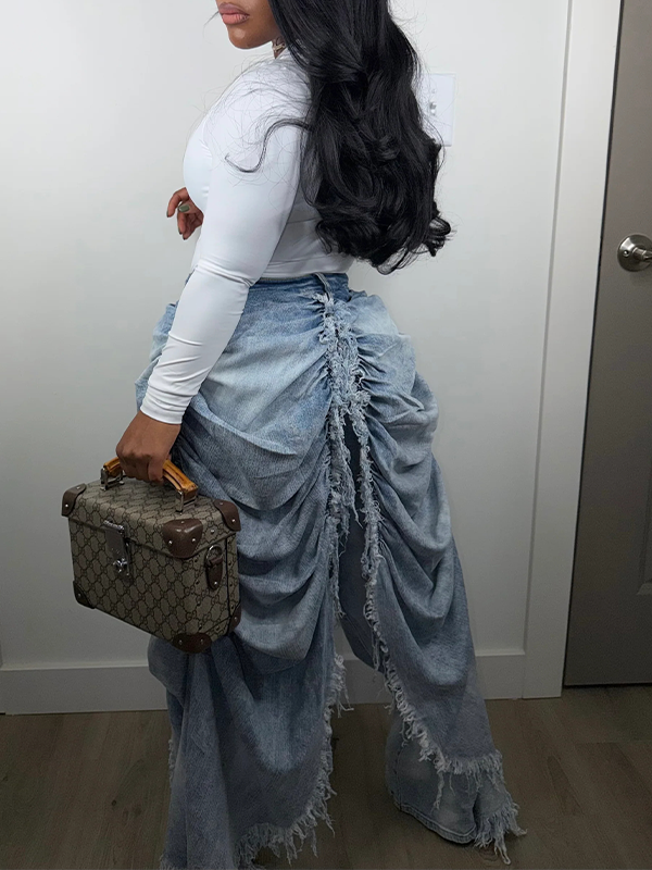 Ruched Draped Jeans