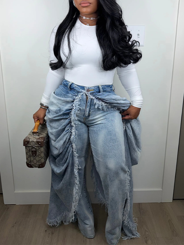 Ruched Draped Jeans