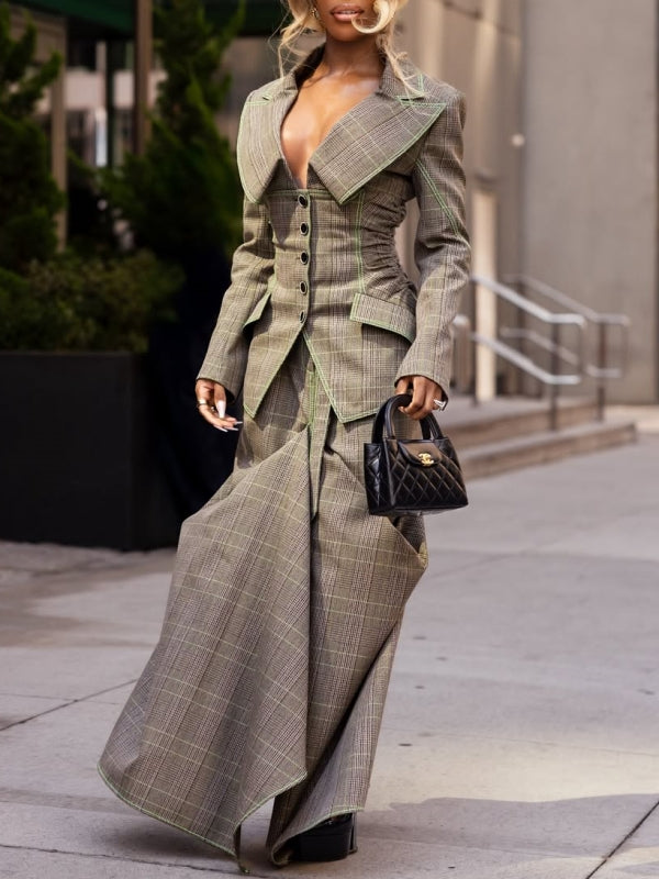 Plaid Blazer & Skirt Set--Clearance