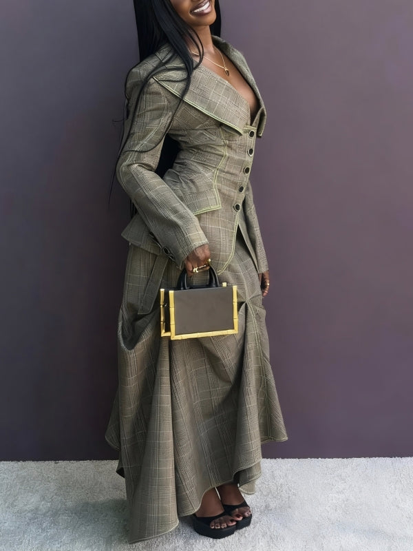 Plaid Blazer & Skirt Set--Clearance