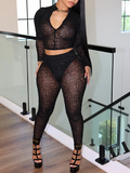 Printed Zip Top & Pants Set Black