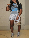 Printed Tee & Shorts Set White