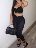 Logo Cami Top & Skinny Pants Set Black