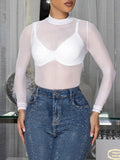 Solid Sheer Bodysuit White