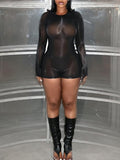 Body Gloss Romper Black ONE-SIZE