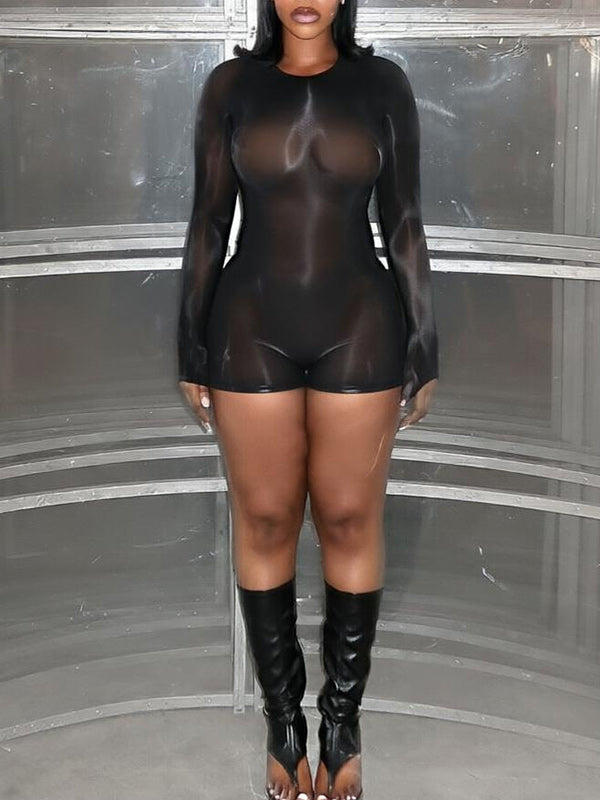 Body Gloss Romper Black ONE-SIZE