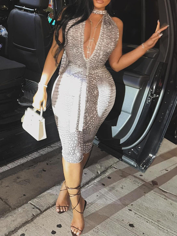 Printed Halter Tied Jumpsuit