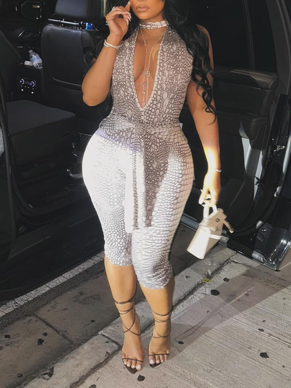 Printed Halter Tied Jumpsuit