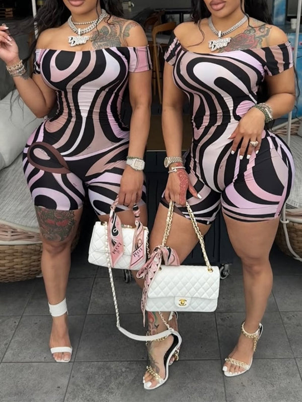 Printed Off-Shoulder Romper