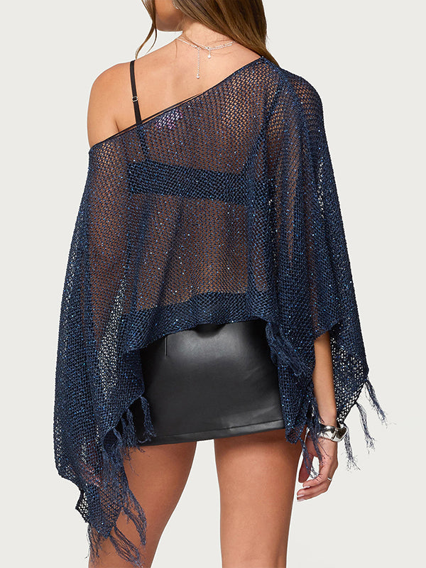 Fringe Crochet Boat-Neck Top