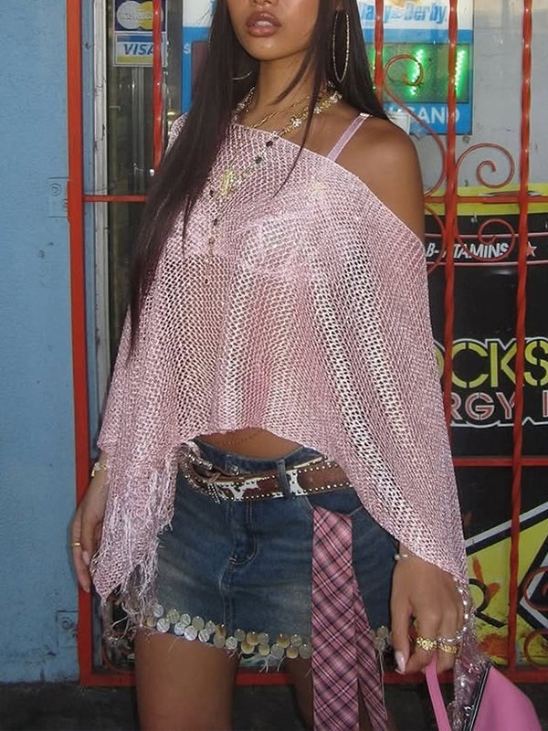 Fringe Crochet Boat-Neck Top
