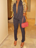 Shimmer Halter Top & Pants Set Gray