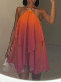 Ombre Halter Dress Orange