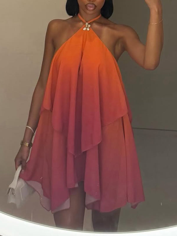 Ombre Halter Dress Orange