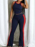 Contrast Tank Top & Pants Set Navy