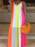 Stripe V-Neck Cami Dress Multicolor