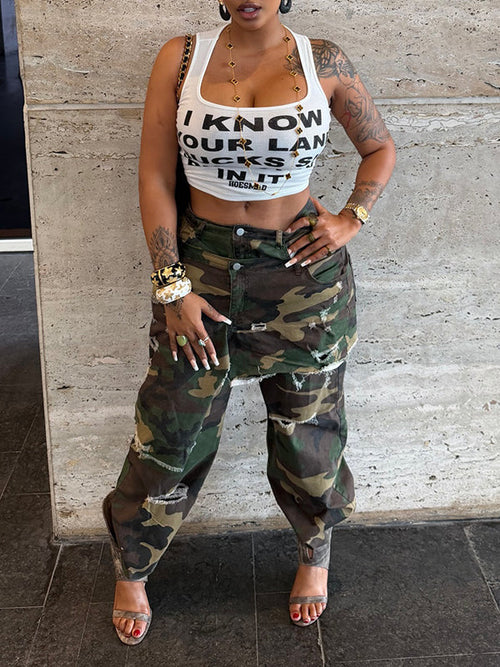 Camo Double-Waist Pants
