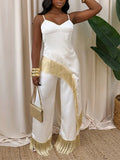 Fringe Cami Top & Pants Set White