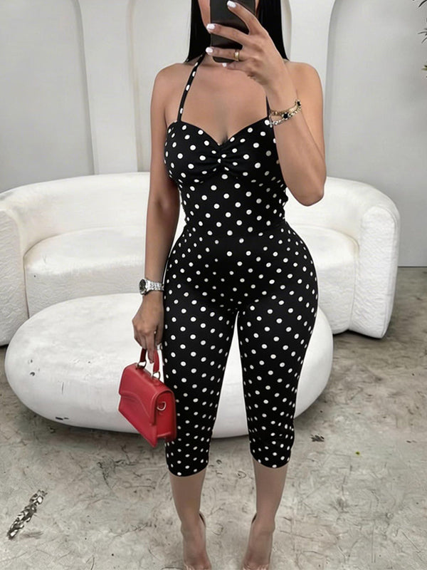 Dot Halter Jumpsuit Black