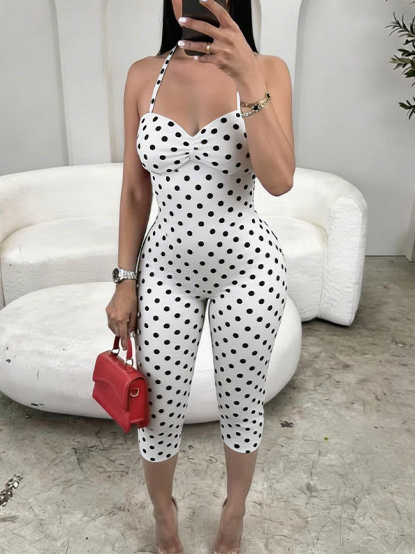 Dot Halter Jumpsuit White