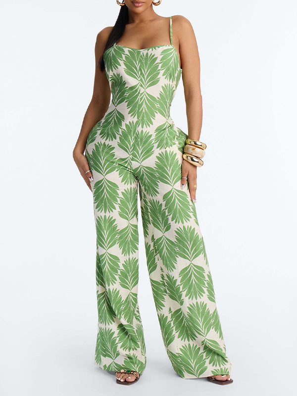 Printed Cami Jumpsuit Green