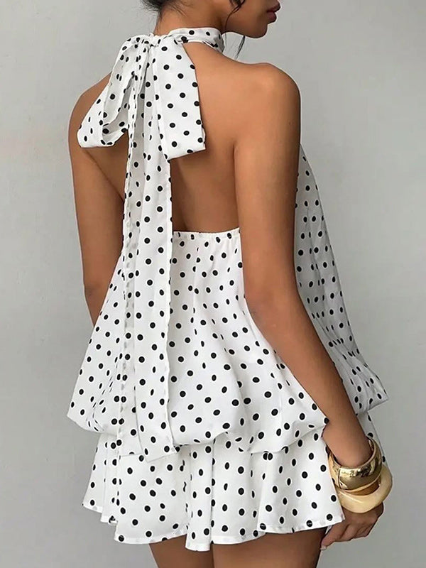 Dot Halter Ruffle Dress