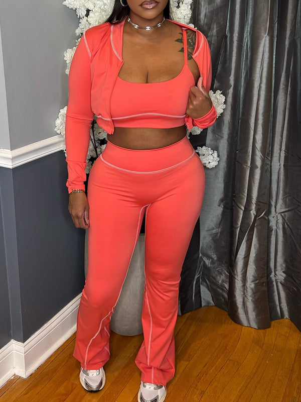 Sporty Three-Piece Pants Set