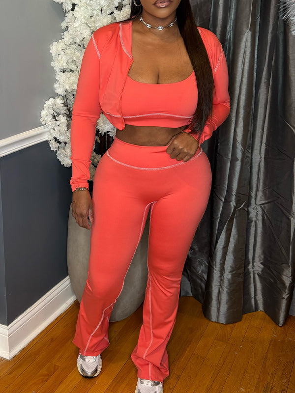 Sporty Three-Piece Pants Set