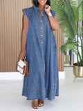 Denim Sleeveless Shirt Dress
