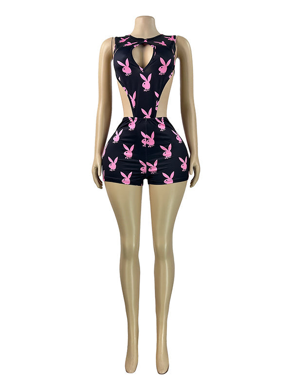 Printed Sleeveless Bodysuit & Shorts Set