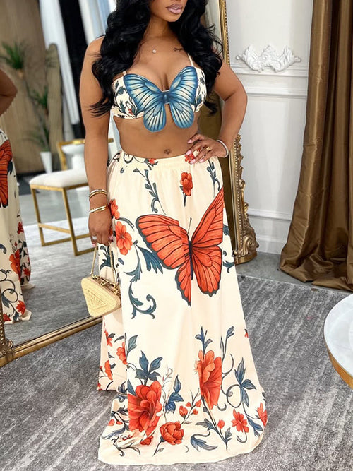 Butterfly Cami Top & Skirt Set