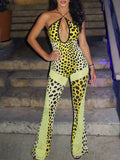 Printed Cutout Halter Jumpsuit