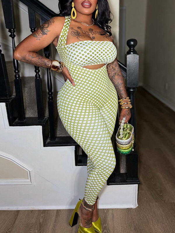 Dot Bandeau Top & Jumpsuit Set
