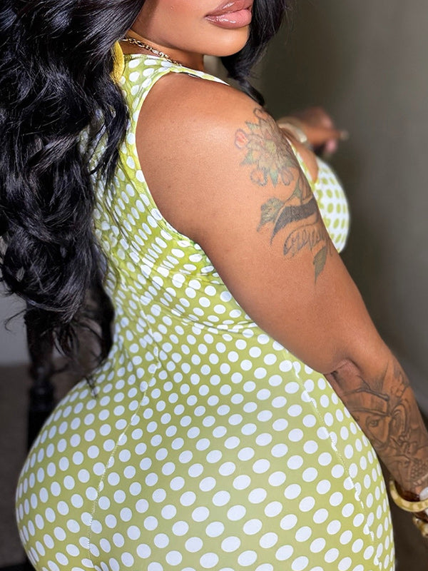 Dot Bandeau Top & Jumpsuit Set