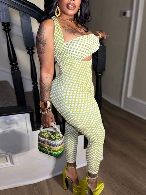 Dot Bandeau Top & Jumpsuit Set