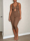 V-Neck Sleeveless Capri Jumpsuit