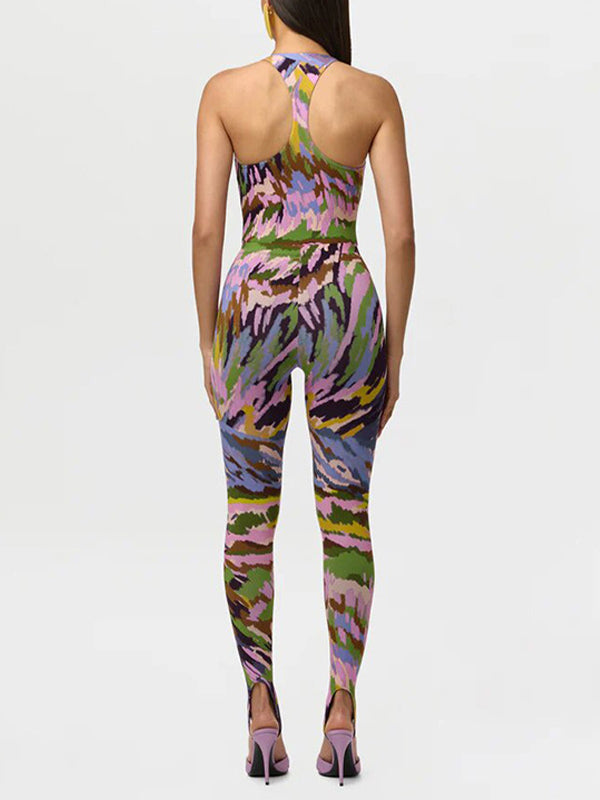 Printed Sleeveless Bodysuit & Pants Set