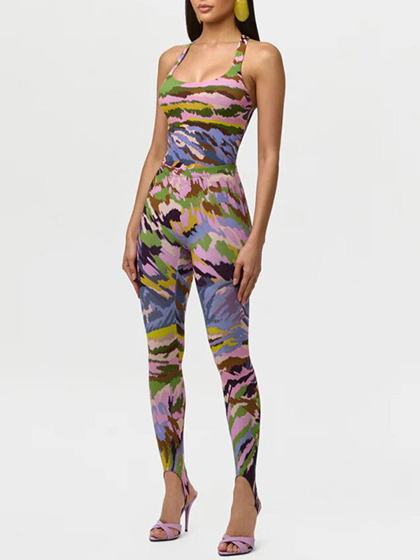 Printed Sleeveless Bodysuit & Pants Set
