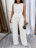 Dot Tank Top & Tied Pants Set